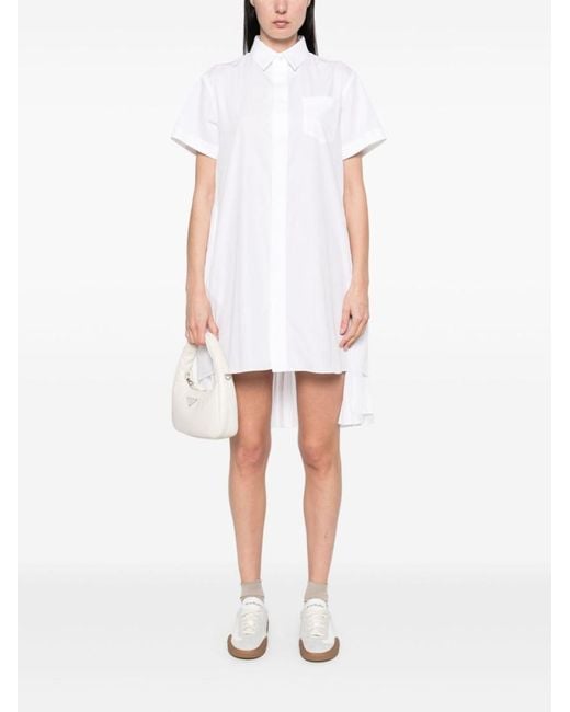 Sacai White Cotton Shirt Dress