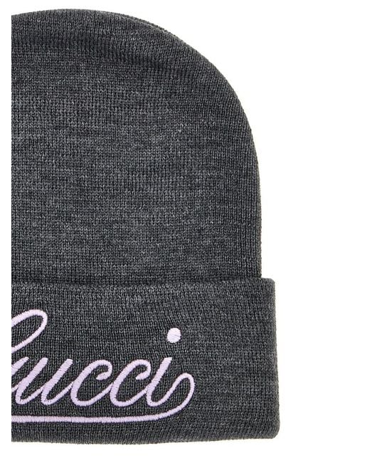 Gucci Gray Logo Wool Beanie