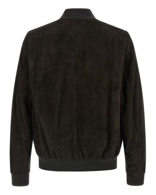 Moorer Black Solid Mandarin Collar Jacket for men
