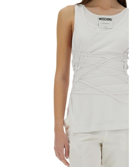 Moschino Gray Solid Scoop Neck Top