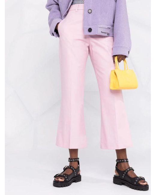MSGM Pink Pressed-Crease Cotton Tailored Trousers