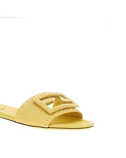 Fendi Yellow Leather Sandals