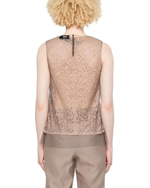 Fendi Natural Crew Neck Printed Top