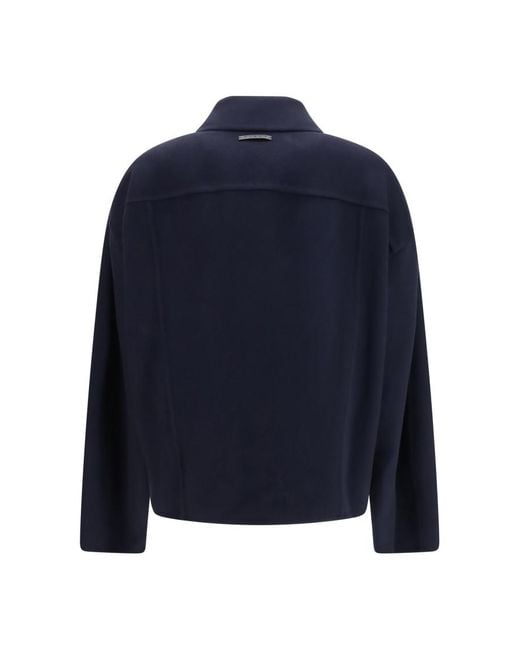 Marni Blue Solid Shirt Collar Jacket