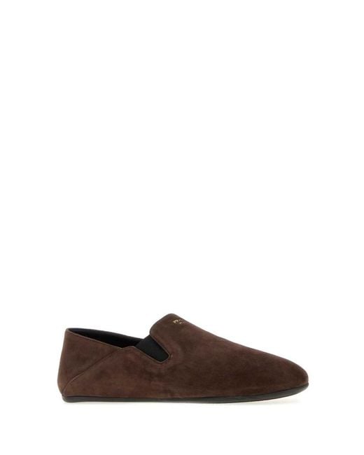 Prada Brown Suede Loafers for men