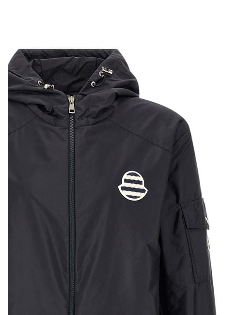 Moncler Blue Solid Hood Jacket for men