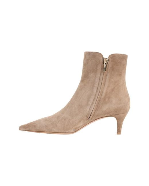 Gianvito Rossi Brown Solid Pointed Toe Boots