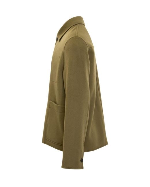 AMI Green Solid Shirt Collar Jacket for men