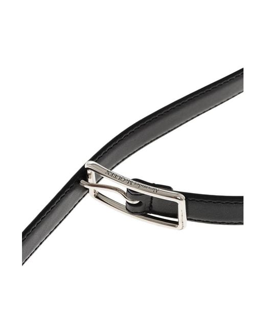McQueen Black Solid Buckle Belt
