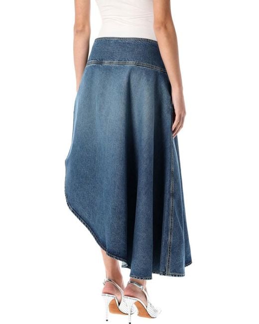 Alaïa Blue Asymmetric Midi Skirt