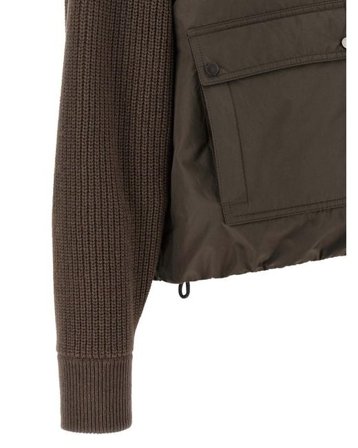Brunello Cucinelli Green Solid Mock Collar Jacket