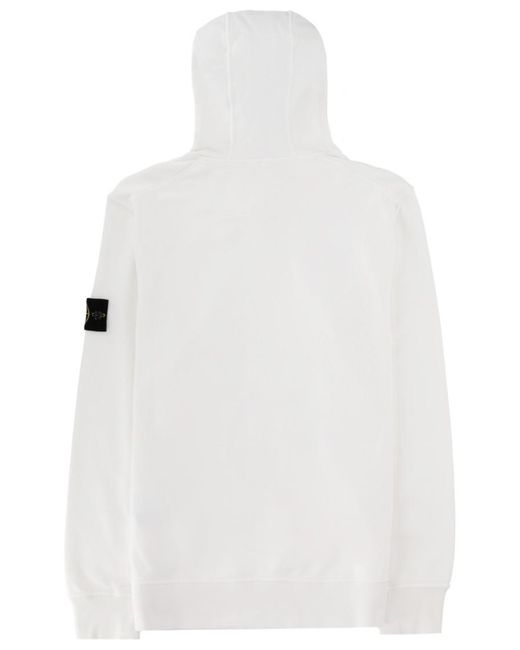 Stone Island White Regular Solid Hoodie for men