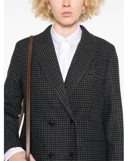 A.P.C. Black Double-Breasted Anthracite Wool Blazer