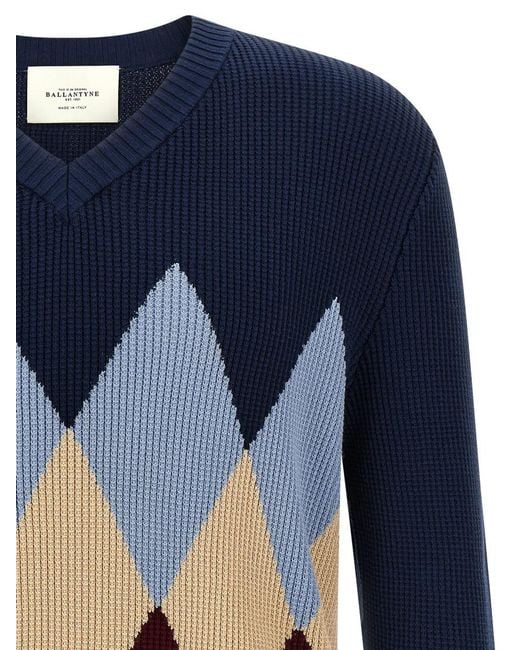 Ballantyne Blue Argyle Pattern Sweater for men
