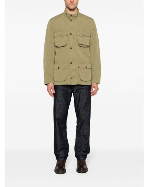 Barbour Green Cotton Jacket With Multiple Cargo Pockets for men