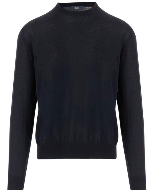 Herno Blue Crew Neck Sweater for men