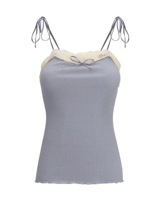 Chloé Gray Solid Scoop Neck Top