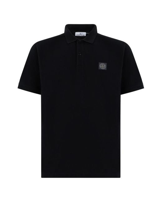 Stone Island Black Regular Logo Polo for men