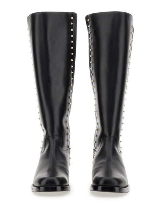 Stuart Weitzman Black Tall Studded Riding Boots