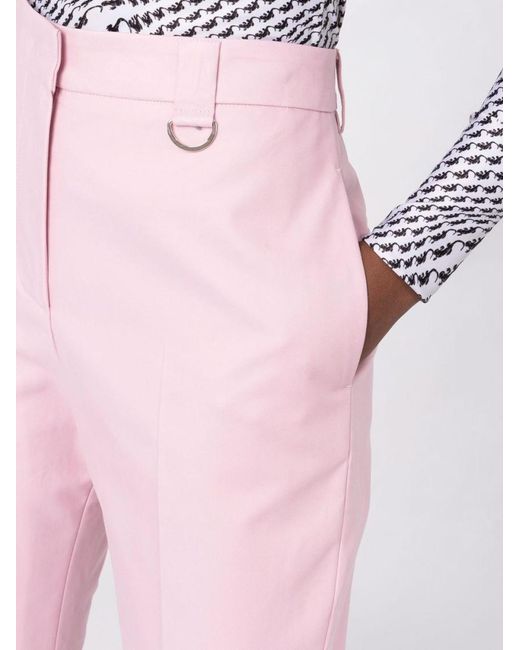 MSGM Pink Pressed-Crease Cotton Tailored Trousers