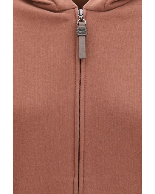 Brunello Cucinelli Brown Solid Hood Sweatshirt