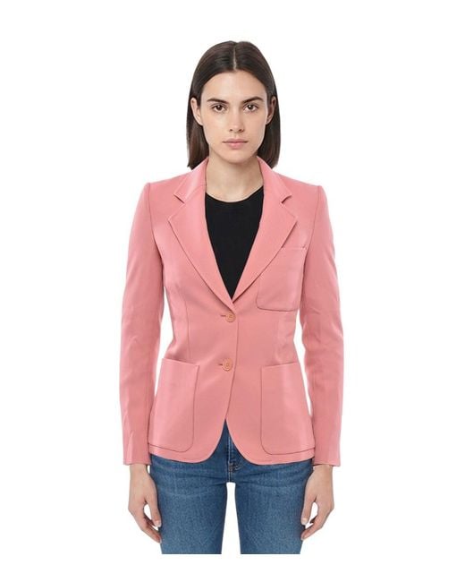 Stella McCartney Pink Solid Notched Lapel Blazer