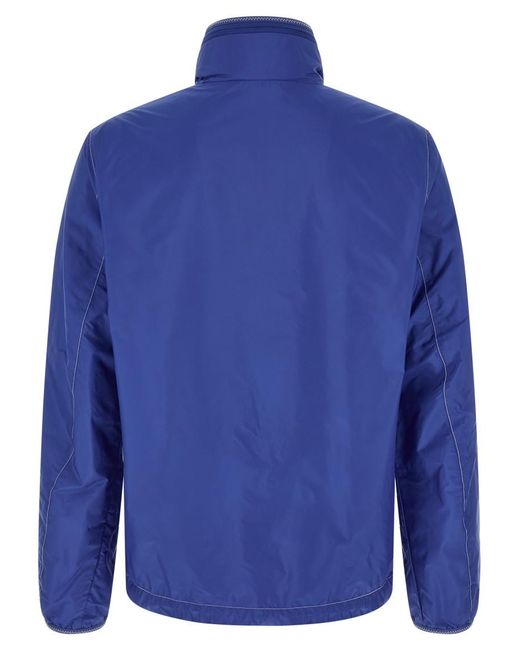 Moncler Blue Solid Mandarin Collar Jacket for men
