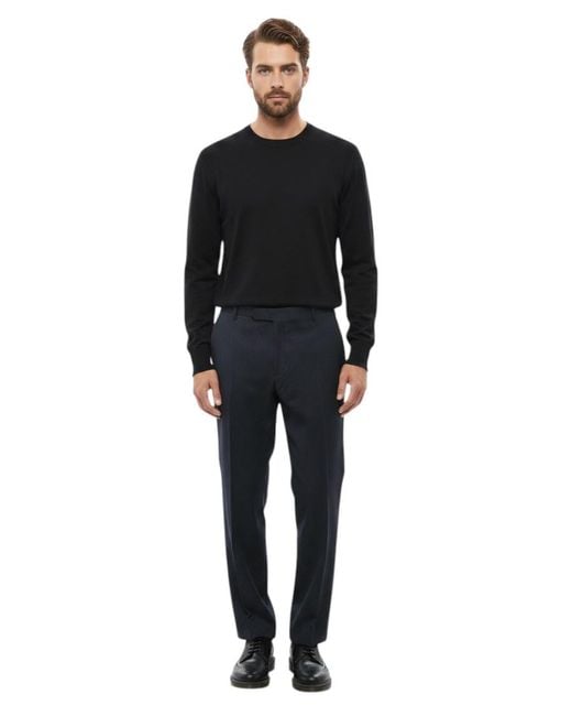 Corneliani Black Flat Front Pants for men