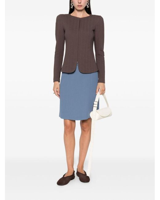 Emporio Armani Brown Chevron-Pattern Zip-Front Jacket