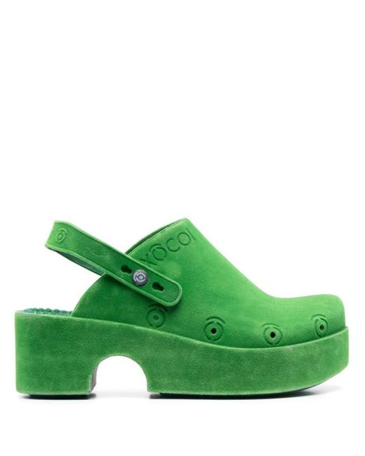 XOCOI Green Slingback Platform Mules