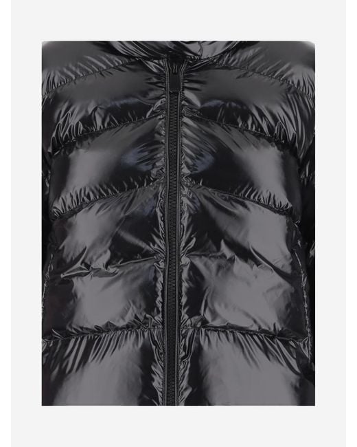 Pinko Black High Collar Quilted Puffer Jacket With Glossy Finish