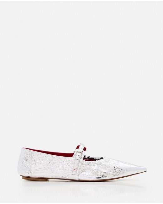 Plan C White Leather Ballet Flats