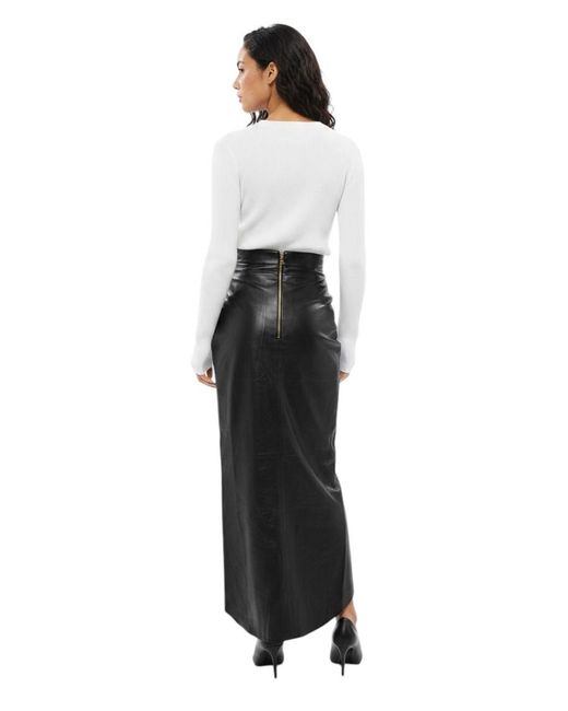 Balmain Black Solid Calf Length Skirt