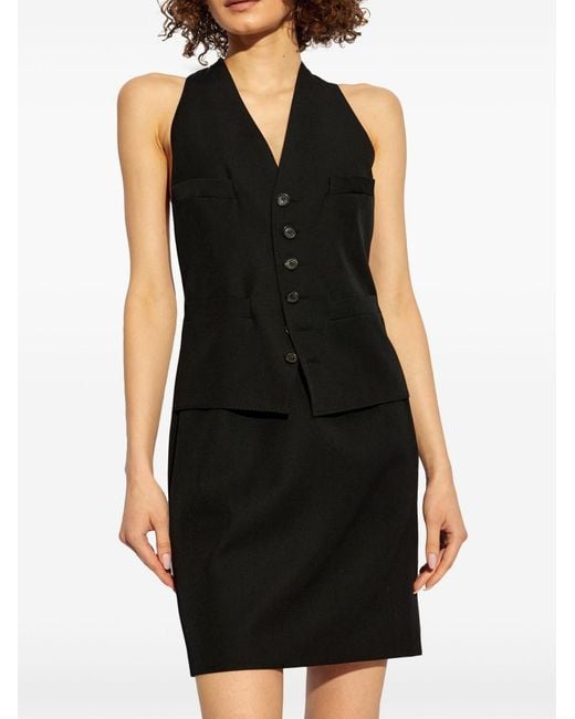 DSquared² Black V-Neck Wool Dress