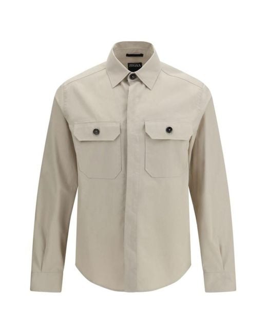 Zegna White Regular Solid Shirt for men