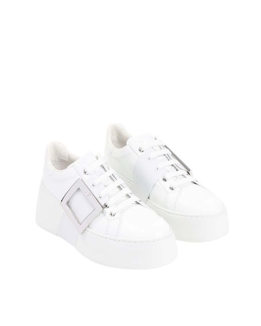 Roger Vivier White Solid Buckle Sneakers