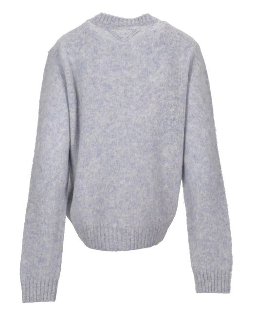 Prada Gray Wool Crew-Neck Sweater for men