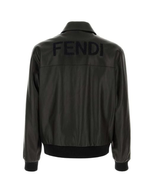 Fendi Black Leather Jacket for men