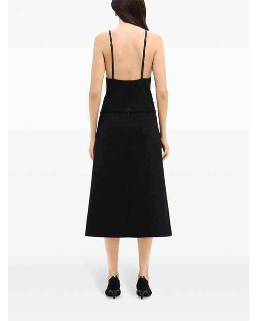 Courreges Black Heritage Tailored Crepe-Texture Midi Skirt