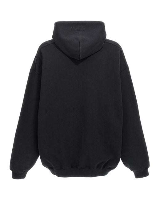 パーカー・フーディ Vetements Black Cotton Blend Oversize Sweatshirt Vetements Cotton Blend Reaper Logo Hoodie in Black for Men