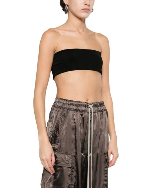Rick Owens Black Solid Strapless Top