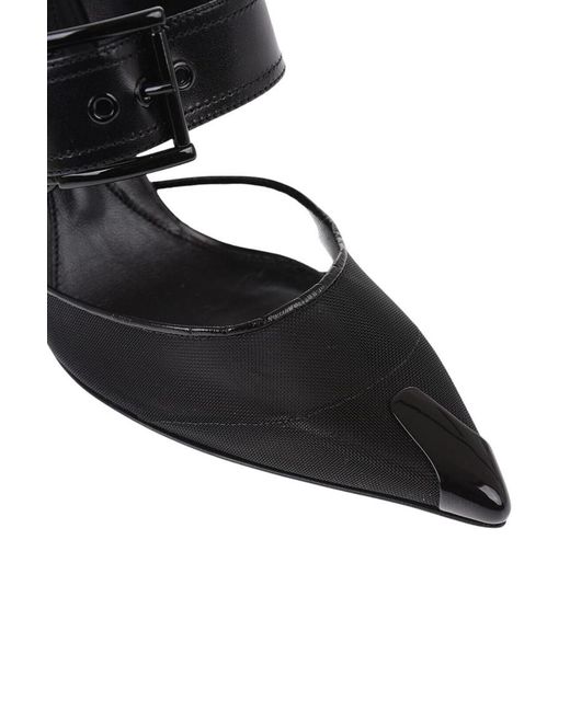 McQueen Black Mesh Pointed-Toe Pumps