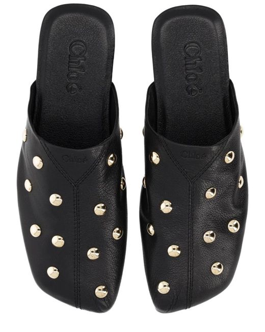 Chloé Black Studded Mules