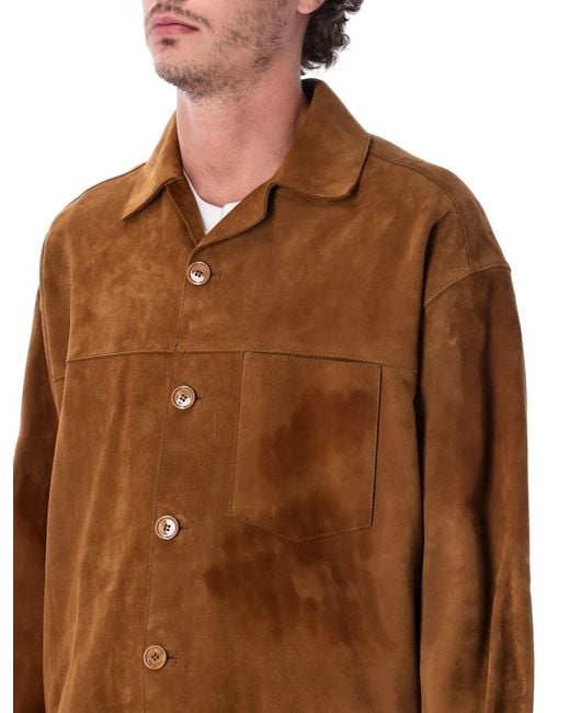 AMI Brown Relaxed Solid Overshirt for men