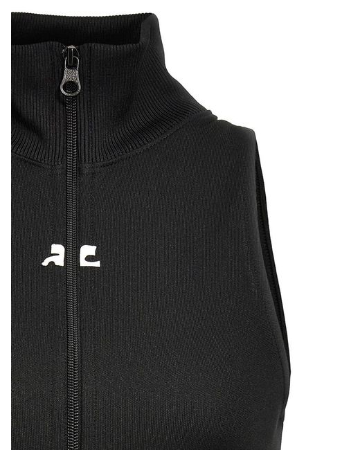 Courreges Black Logo Mock Collar Jacket