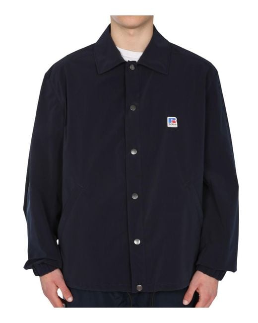Boss Blue Solid Shirt Collar Jacket for men