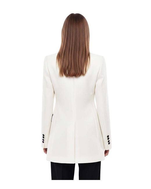 Dolce & Gabbana White Solid Peaked Lapel Jacket