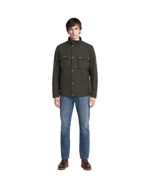 Barbour Gray Mock Collar Logo Jacket for men