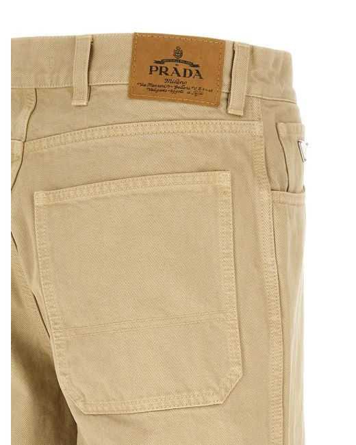 Prada Natural Triangle Logo Jeans for men