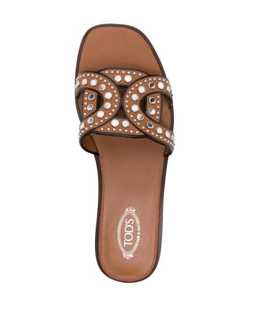 Tod's Pink Leather Flat Sandals